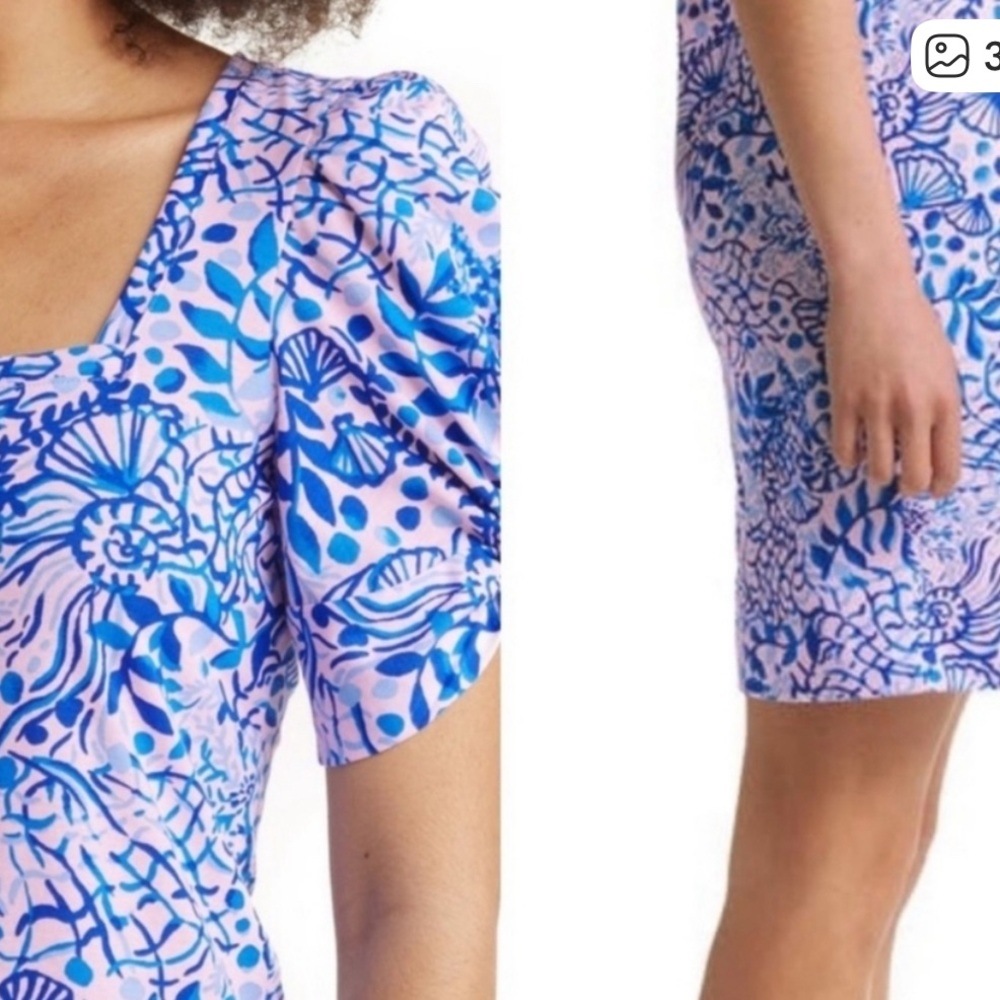 Perfect Lilly Pulitzer Haydn Tshirt Square Neck puff sleeve Dress - Picture 3 of 7